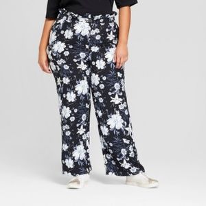 NEW! Black Floral Relaxed Paperbag Trouser Pants